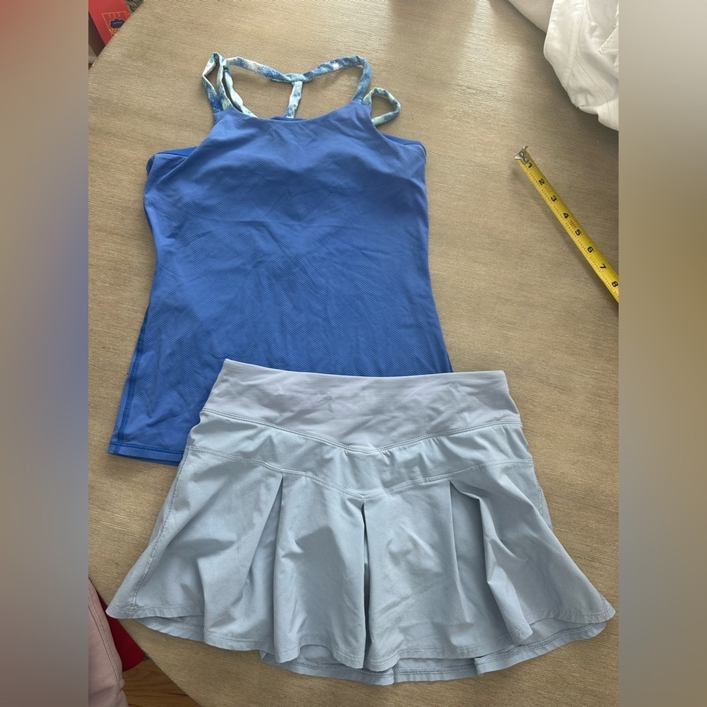 Ivivva Blue and Light Gray Activewear Set EUC strappy tank top and skirt 14
